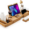 Bamboo Bathtub Caddy Tray with Extending Sides, Cellphone Ipad Tray and Wineglass Holder，Free Soap Holder